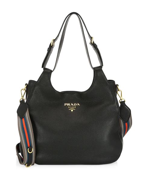 prada large leather handbag|prada black leather bag.